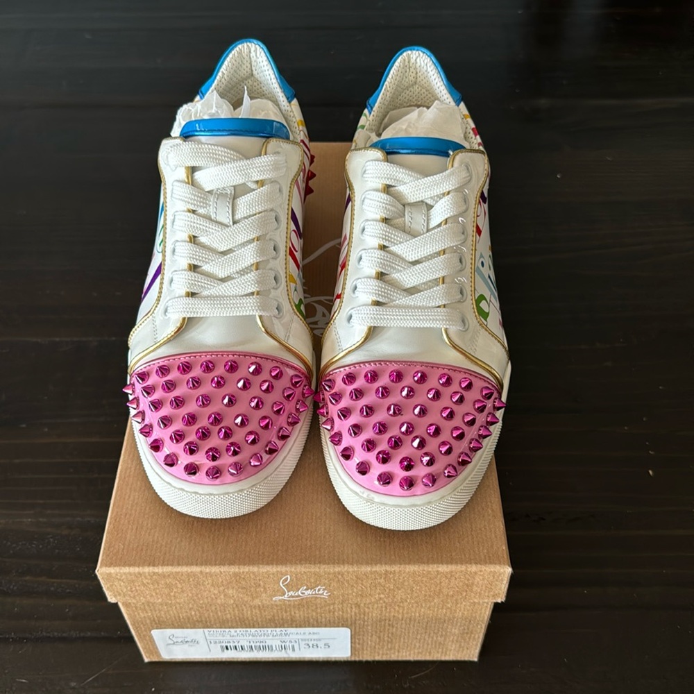 Great condition used Christian Louboutin women’s spike shoes. Size 38.5.